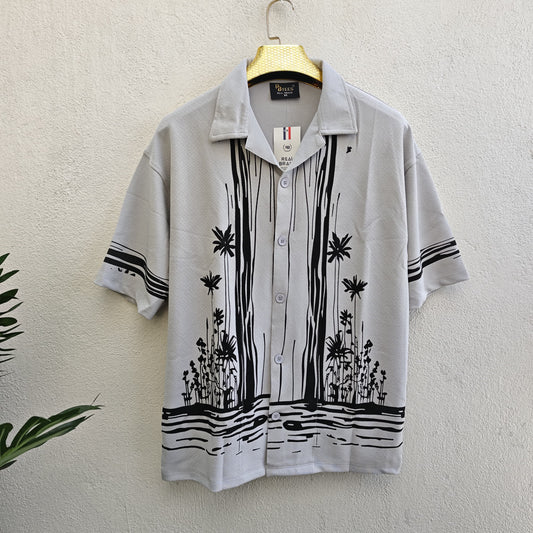 Cuban Collar Oversize Drop Shoulder Polo Designer printed Shirts buy @249