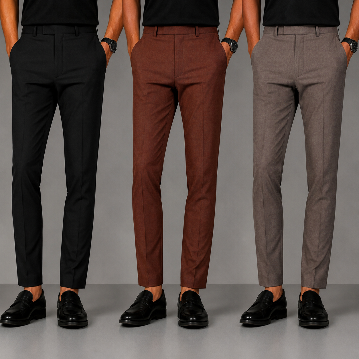3 in 1 combo Mfw brand Penut fabric polofit pants buy 3 pcs combo @999[Black + Coffee brown+ Rust brown]