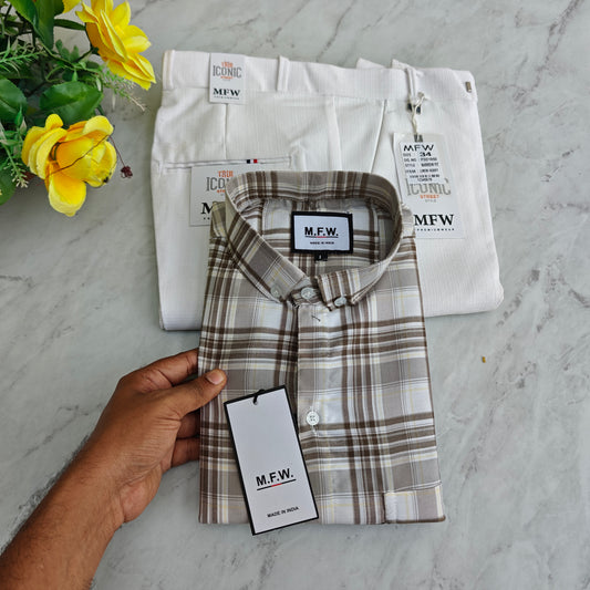 2 in 1 combo MFW oxford shirts+ lenin polo fit pant combo buy @550 rs only