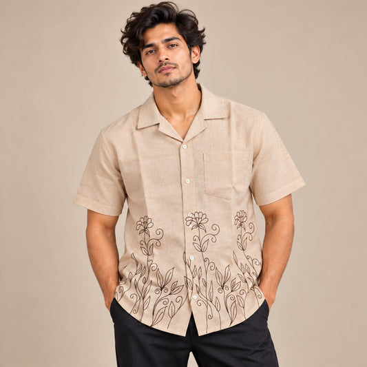 Cuban Collar Border print half sleeve shirts buy @250rs only