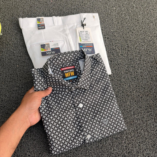 2 in 1 combo mfw Printed Shirts+ Lenin polo fit pants buy @550 rs only