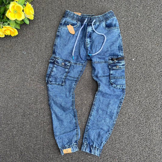 6 pocket denim cargo joggers buy @499