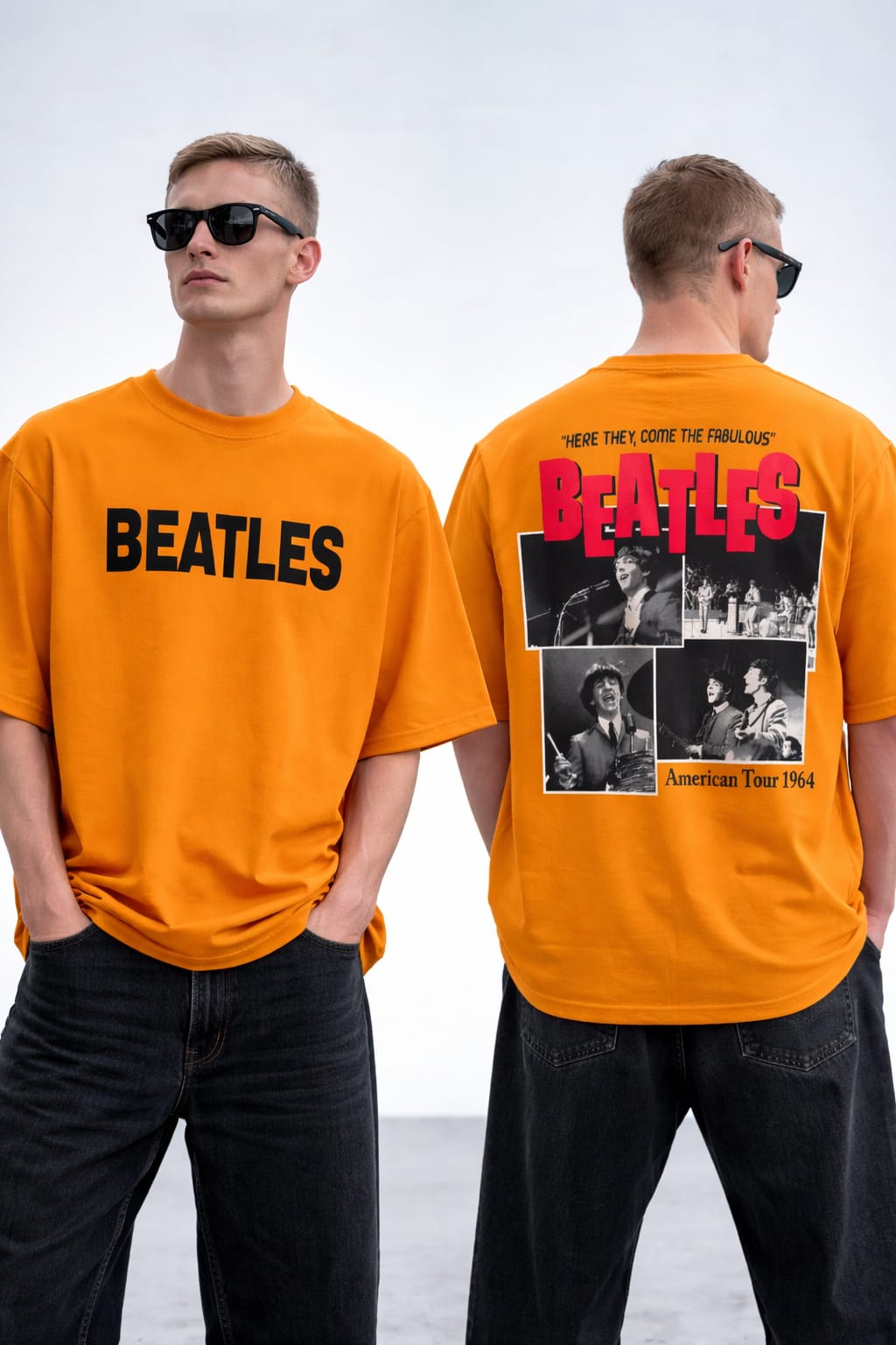 Round neck Front and back print drop shoulder Tshirt 1 pc @199 and 3 pcs @ 499(Beatles Design)