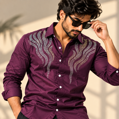 Mfw party wear stone work Shirts single pcs @350 and Buy 3 pc combo @999