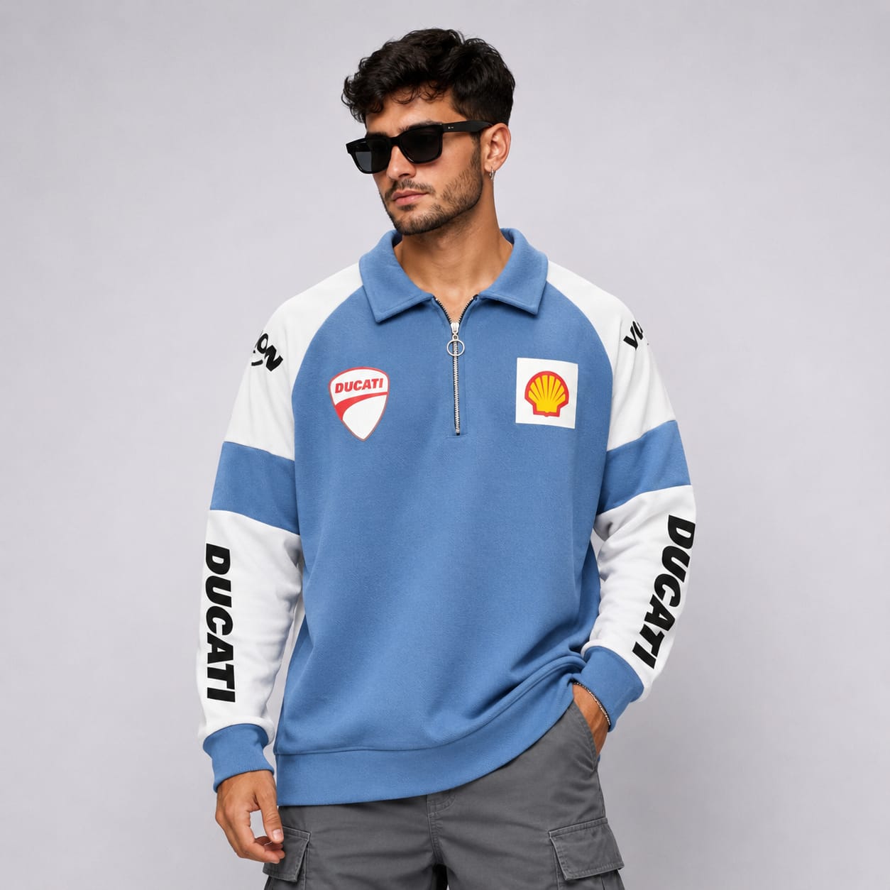Men's korean Collar printed premium old money Zipper Full sleeve tshirts@249 (Fabric Reference – Please Read Description)