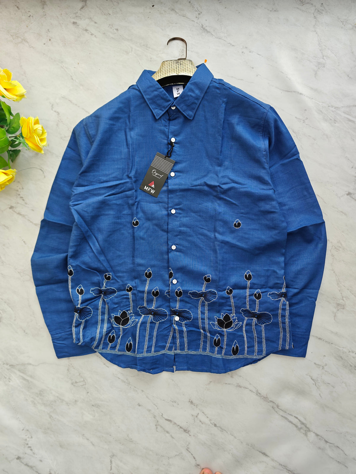 Men's Full sleeve Bottom Embroidery Shirts single pcs @350 and Buy 3 pc combo @999