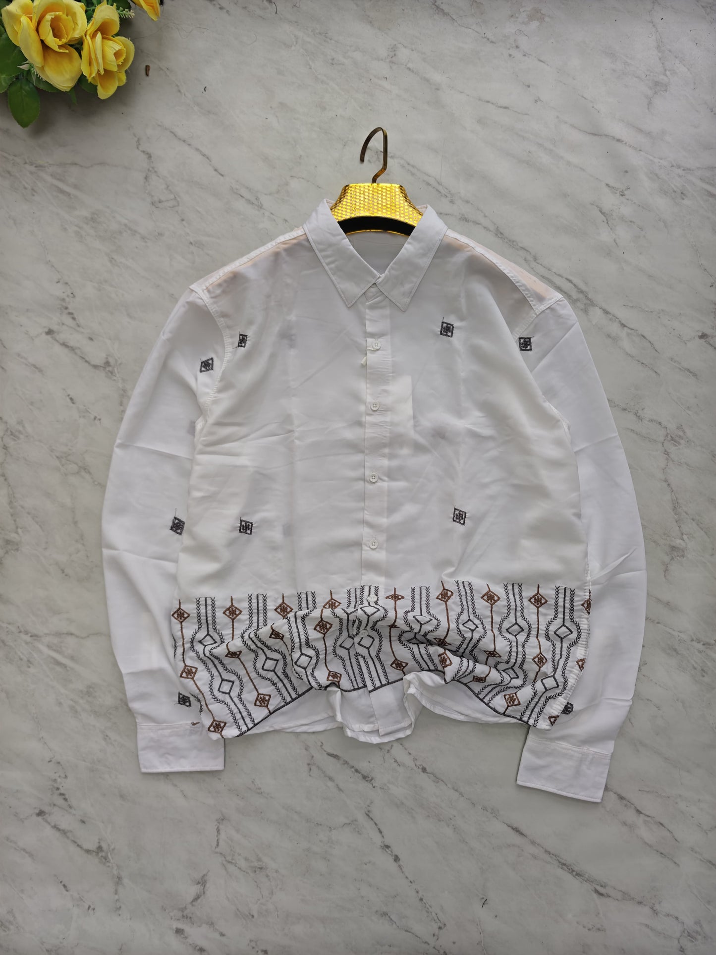 Men's Full sleeve Lachka fabric Bottom Embroidery Shirts single pcs @350 and Buy 3 pc combo @999
