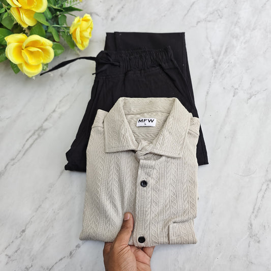 2 in 1 combo textured shirts + relax fit pants combo buy @600 rs only
