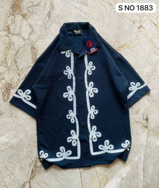 Cuban Collar Oversize Drop Shoulder Polo Designer Shirts buy @249(Grey)