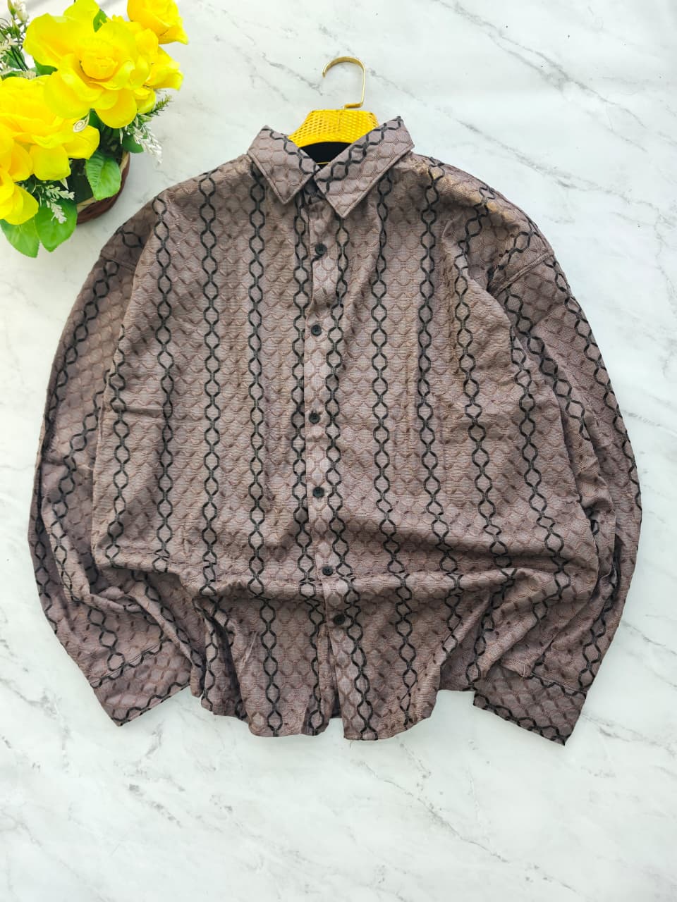 MFW Printed Textured shirts Single pcs @299 and Buy 4 pcs combo @999 (Light brown)