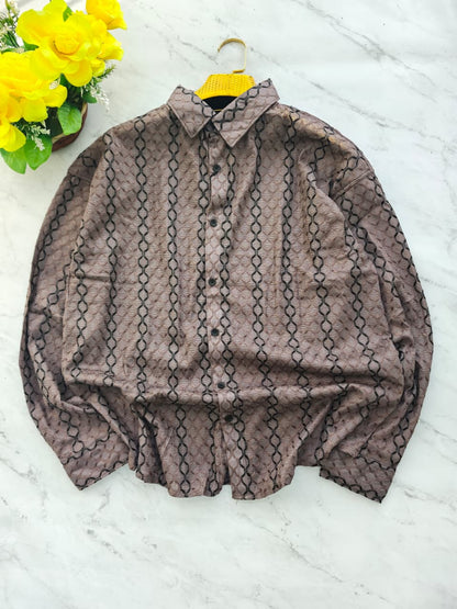 MFW Printed Textured shirts Single pcs @299 and Buy 4 pcs combo @999 (Light brown)