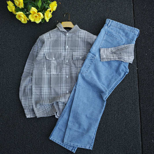 2 in 1 combo double pocket back Printed shirts + 6 pocket mom fit jeans combo buy @600 rs only