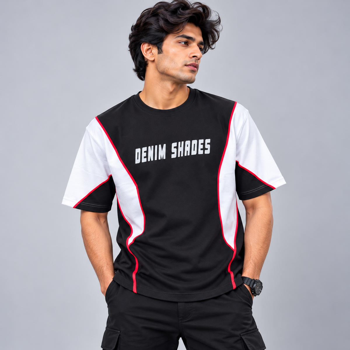 MFW piping design round neck drop shoulder tshirt buy@250rs only