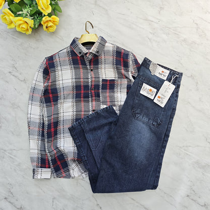 2 in 1 combo MFW back printed baggy shirts + mom fit jeans pant combo buy @600 rs only