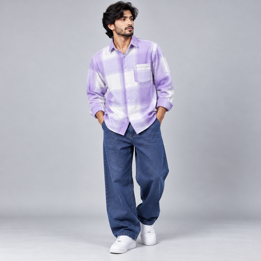 2 in 1 Combo MFW viral checked shirts + Baggy jeans pant buy @600 rs only