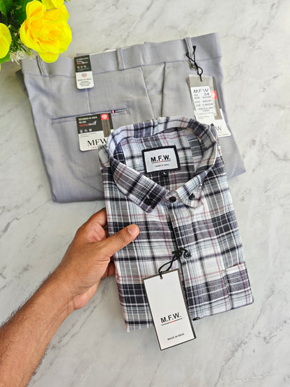 2 in 1 Combo oxford checked shirts + Lenin polo fit pant buy @600rs only