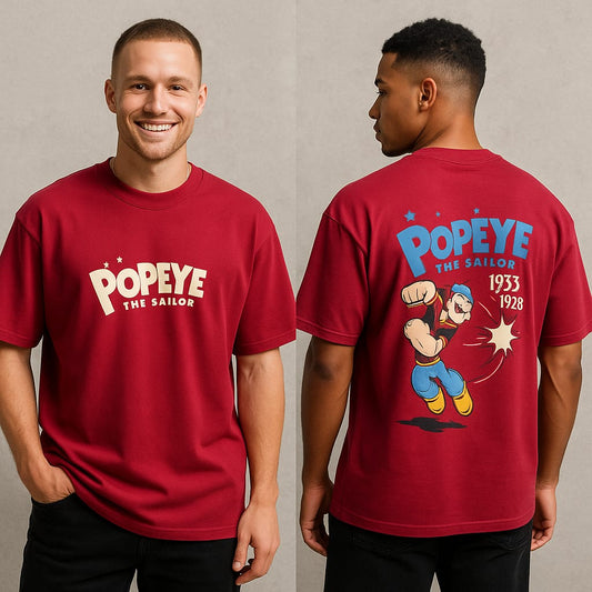 Popeye design Round neck Front and back Printed droup shoulder Tshirt 1 pc @199 and 3 pcs @ 499