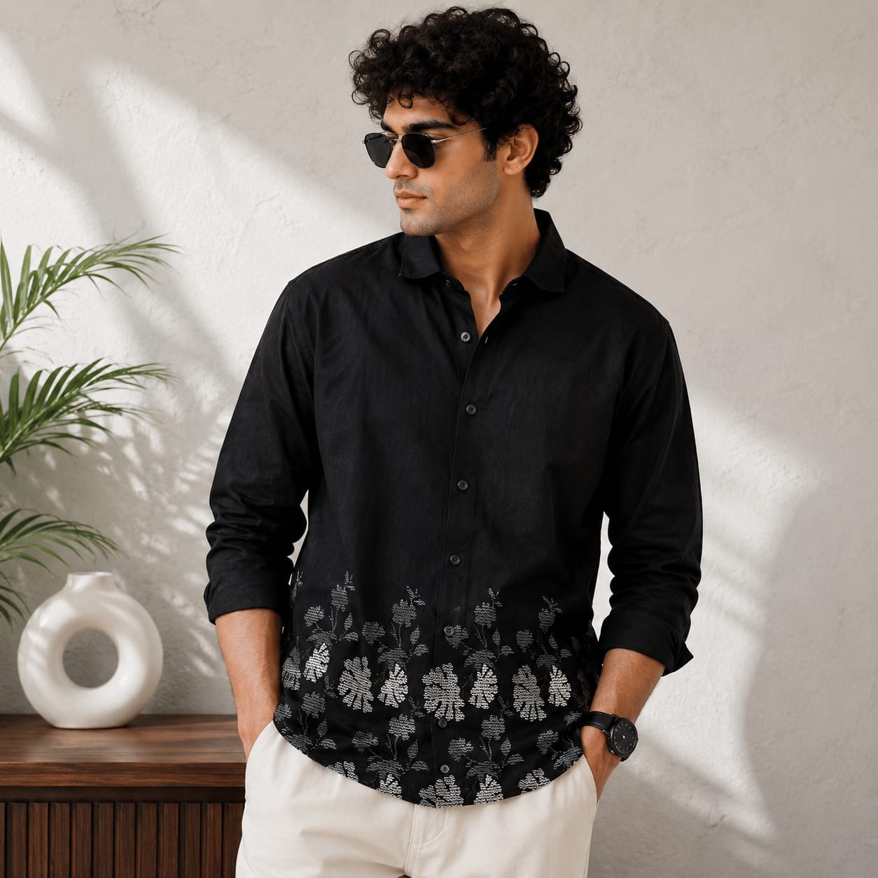 (D4)Men's Full sleeve lenin bottom printed shirts buy @300 rs only