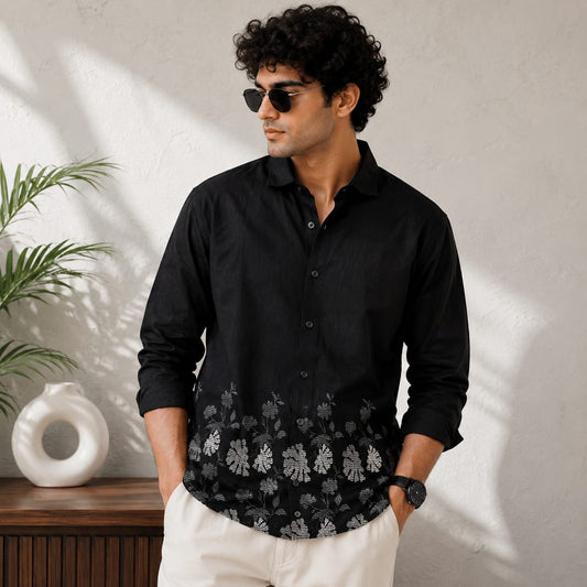 (D4)Men's Full sleeve lenin bottom printed shirts buy @300 rs only