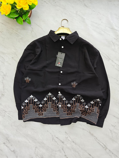 Men's Full sleeve Viscose Bottom Embroidery Shirts single pcs @350 and Buy 3 pc combo @999