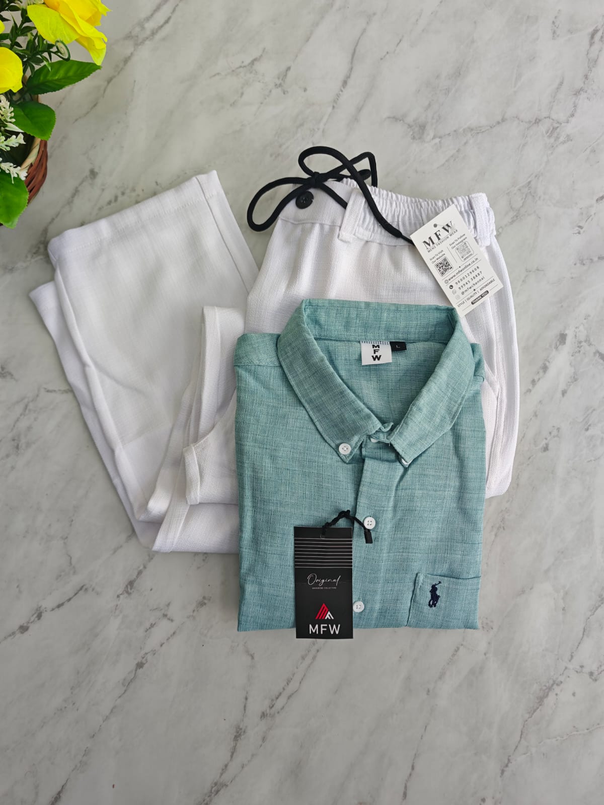 2 in 1 Combo MFW Lenin shirts + lenin relax fit pant buy @550 rs only