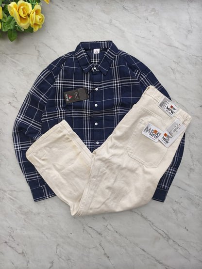 2 in 1 combo Checked shirts + mom fit jeans pant buy @600 rs only