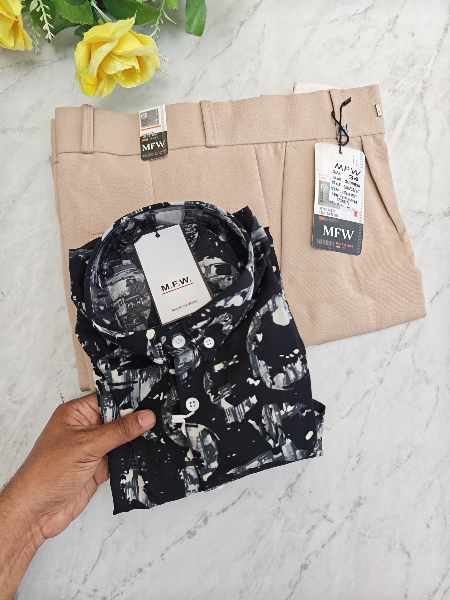 2 in 1 combo viscose shirts+ korean baggy pants combo buy @600 rs