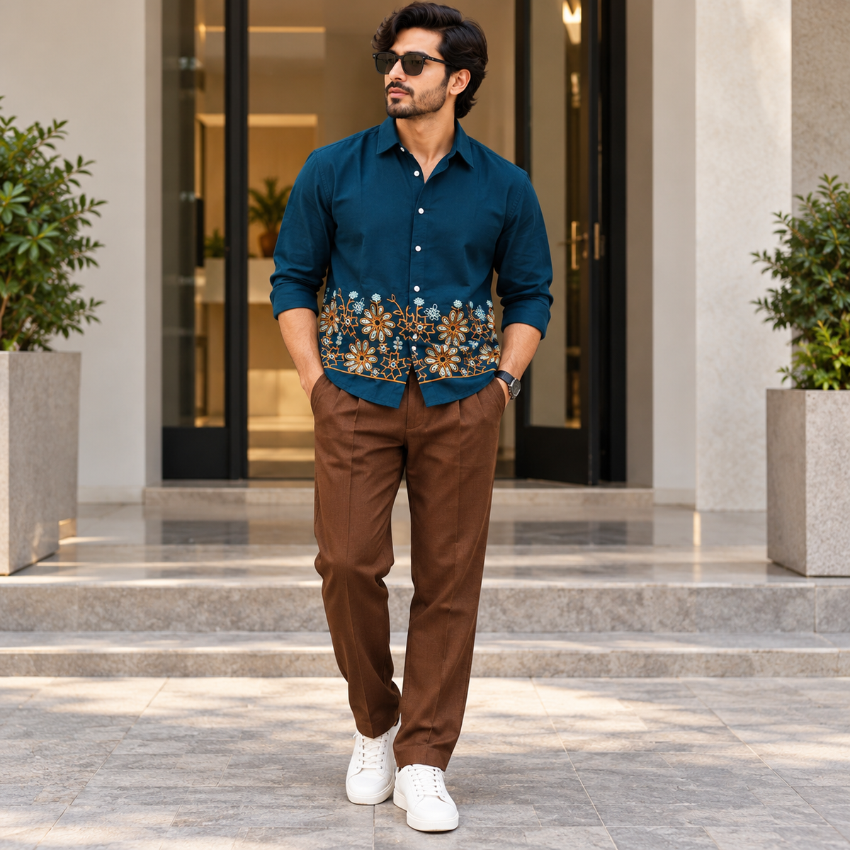 2 in 1 combo MFW lachka bottom embroidery shirts + lenin Gurkha polo fit pant buy @700 rs only