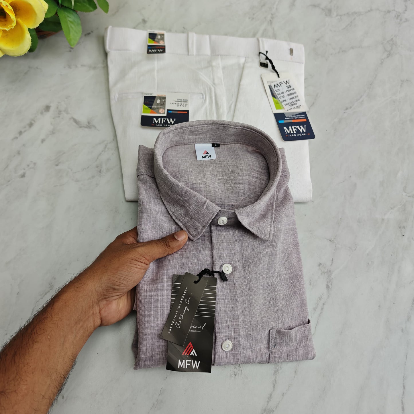 2 in 1 combo korean lenin shirts + MFW lenin polo fit pants combo buy @600 rs only