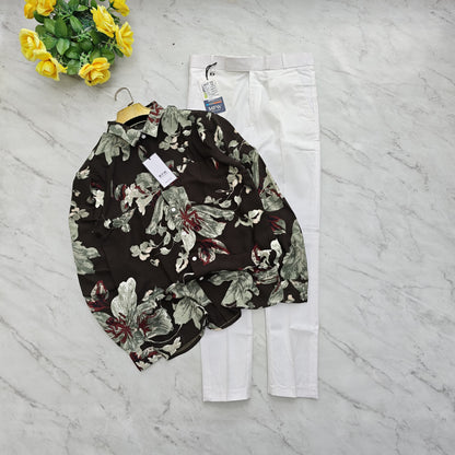 2 in 1 combo viscose printed shirts + lenin polo fit pants combo buy @600 rs only