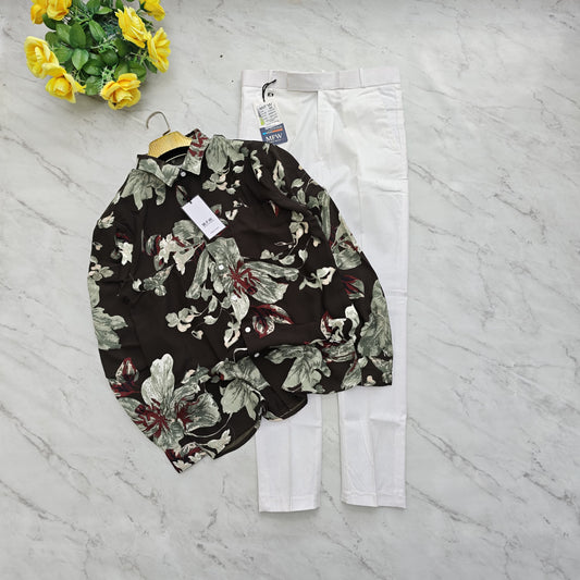 2 in 1 combo viscose printed shirts + lenin polo fit pants combo buy @600 rs only