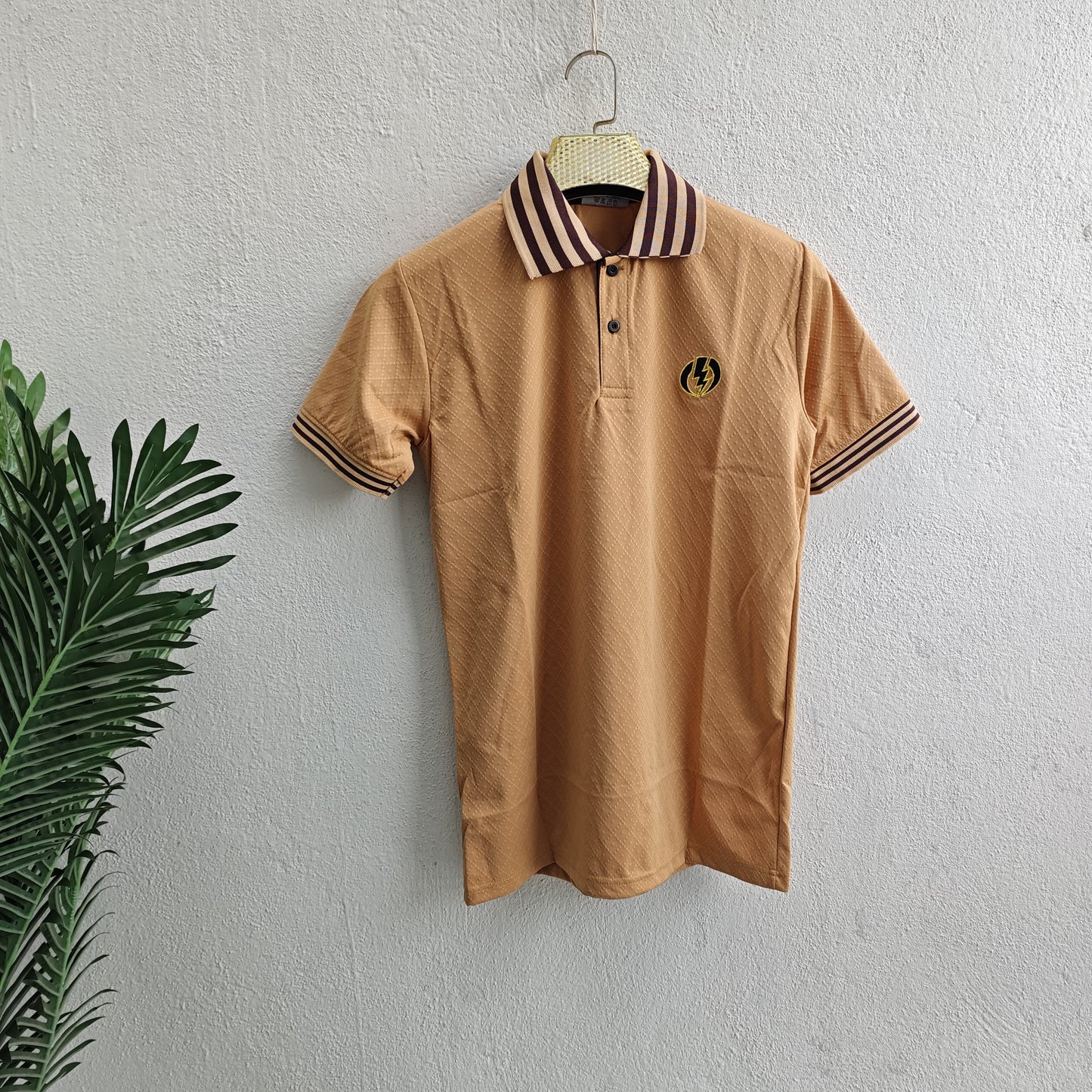 Textured embroidery collar zipper tshirts buy @250 rs