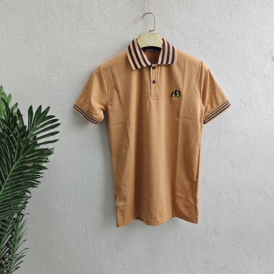 Textured embroidery collar zipper tshirts buy @250 rs