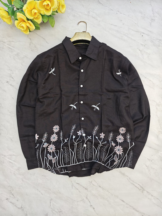 Men's Full sleeve Lenin Bottom Embroidery Shirts single pcs @350 and Buy 3 pc combo @999
