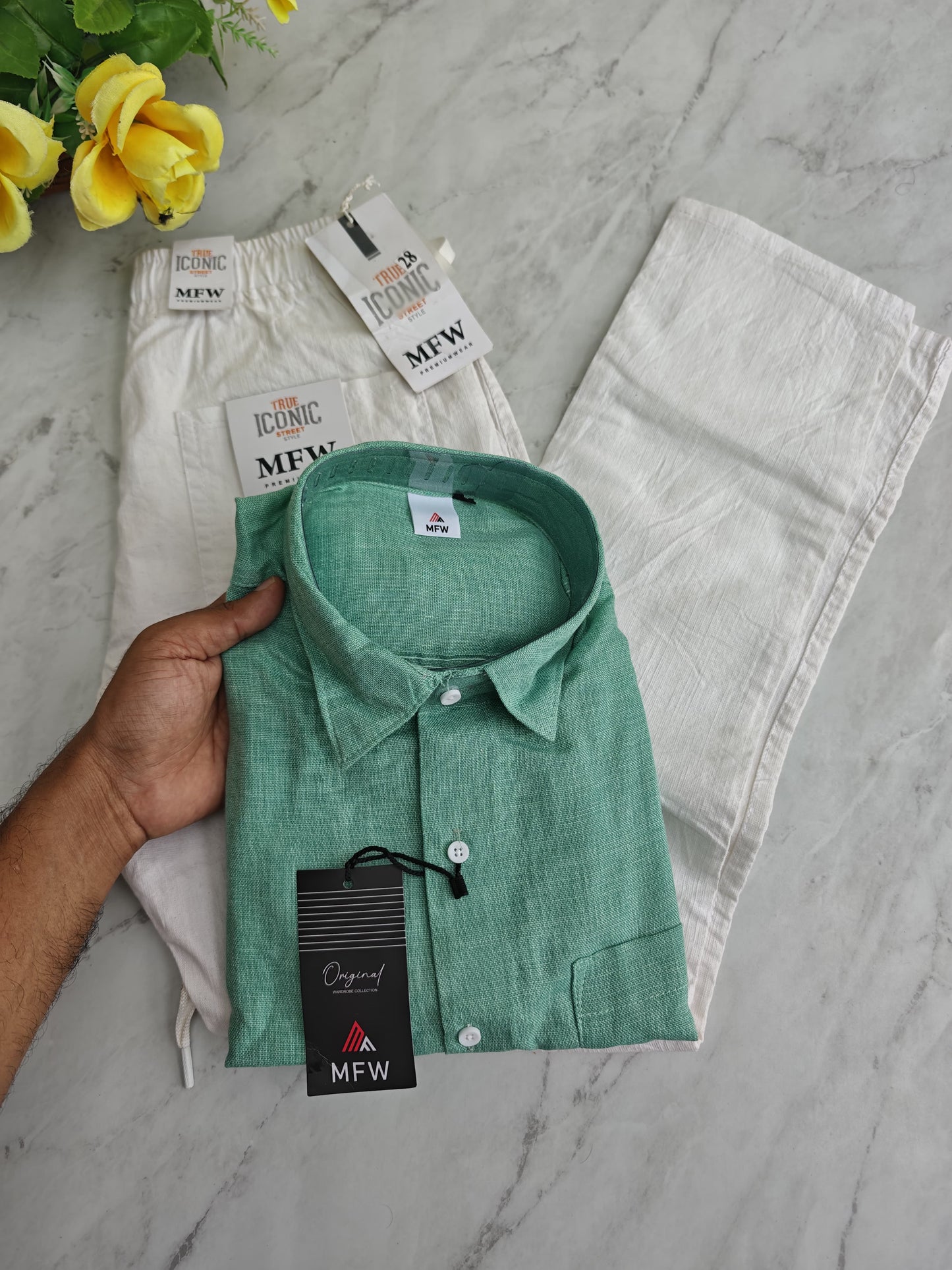 2 in 1 combo plain Lenin shirts + lenin relax fit pants combo buy @600 rs only