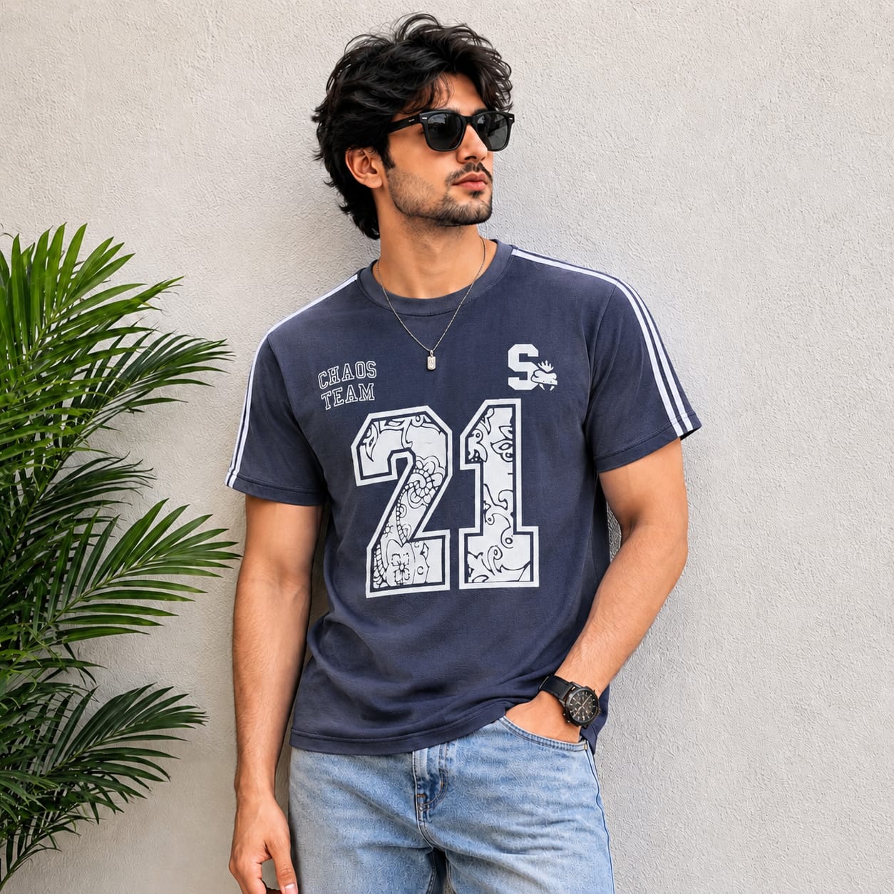 Round neck net folding drop shoulder Tshirt 1 pc @199 and 3 pcs @ 499(Grey)