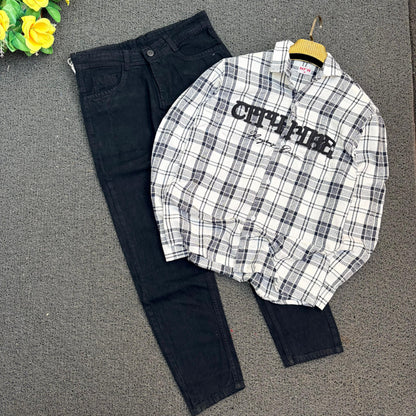 2 in 1 combo MFW Embroidery shirts + mom fit jeans buy @600 only