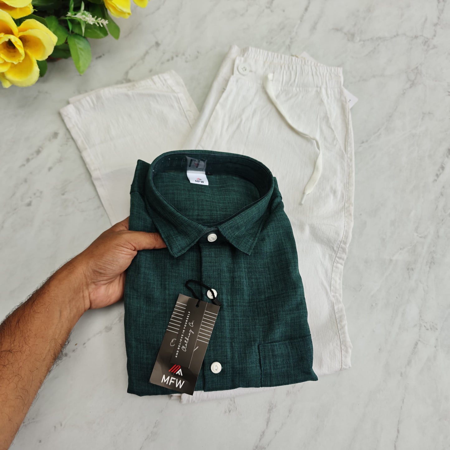 2 in 1 combo MFW Lenin shirts + MFW Lenin relax fit pant combo buy @600 rs only