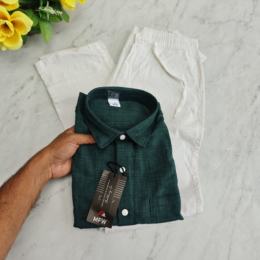 2 in 1 combo MFW Lenin shirts + MFW Lenin relax fit pant combo buy @600 rs only
