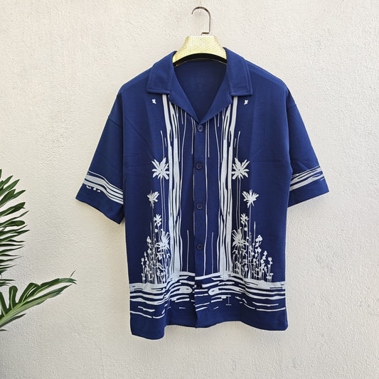 Cuban Collar Oversize Drop Shoulder Polo Designer printed Shirts buy @249