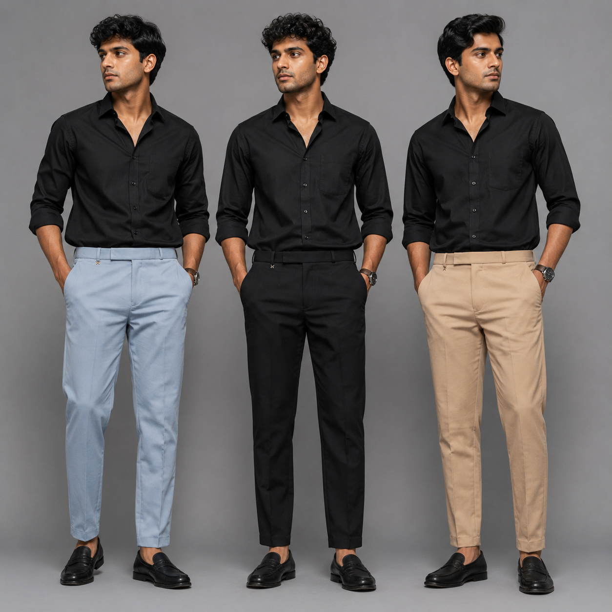 3 in 1 combo Mfw brand Penut fabric polofit pants buy 3 pcs combo @999[Black + sky-blue + beige]