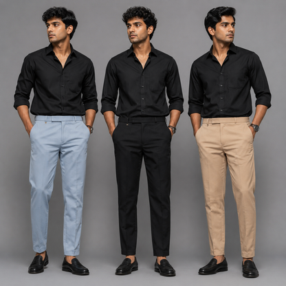 3 in 1 combo Mfw brand Penut fabric polofit pants buy 3 pcs combo @999[Black + sky-blue + beige]