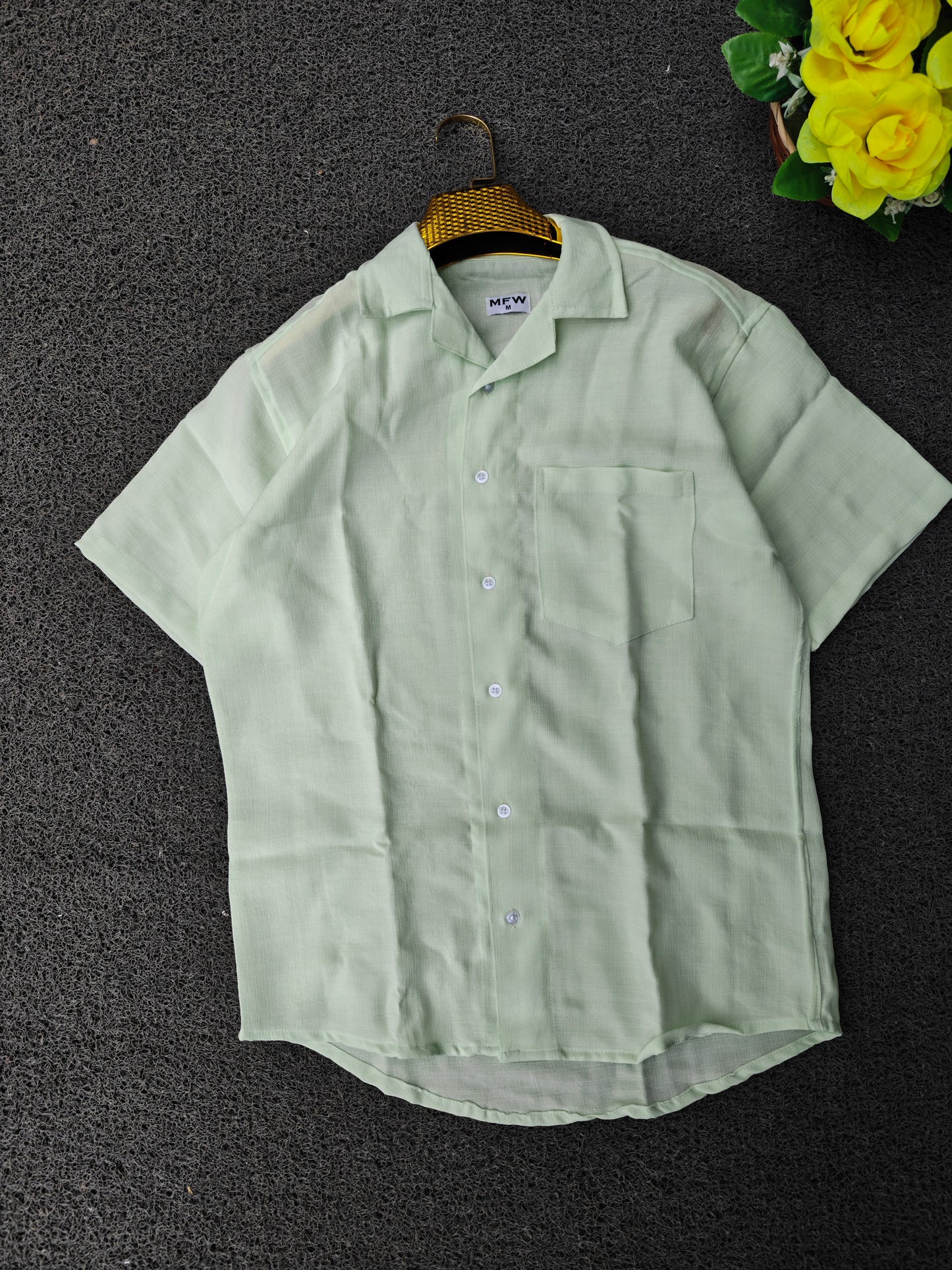 MFW  Lenin Cuban collar shirts buy 3 pcs @499 and 1 pcs @199 (LIGHT GREEN)