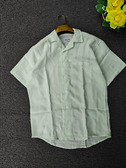 MFW  Lenin Cuban collar shirts buy 3 pcs @499 and 1 pcs @199 (LIGHT GREEN)