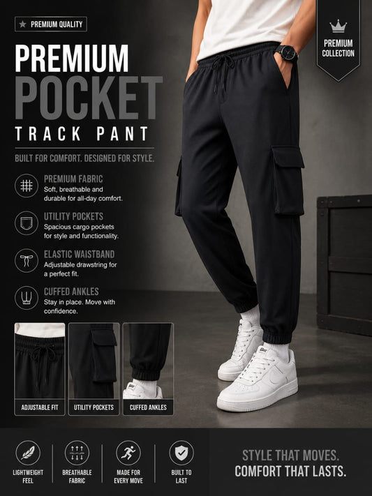 Premium 4 Pocket Cargo Joggers type track pants buy @250 rs only [Black]