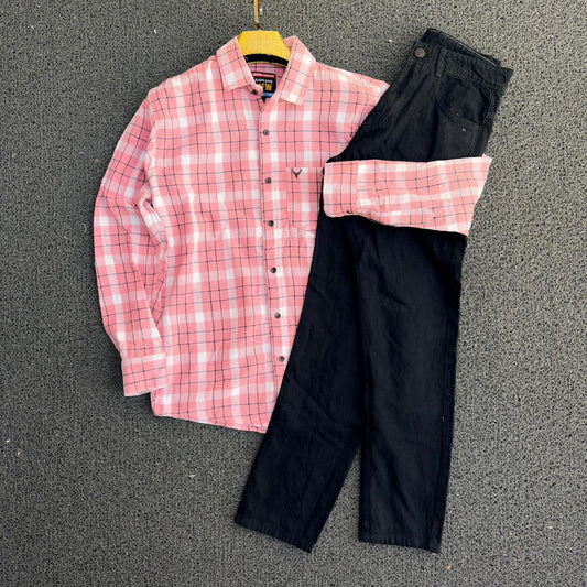 2 in 1 combo MFW waffle jute Shirts and plain mom fit jeans @600 only