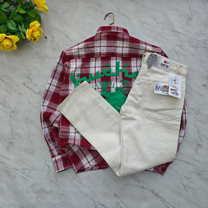 2 in 1 combo MFW back printed baggy shirts + mom fit jeans pant combo buy @600 rs only
