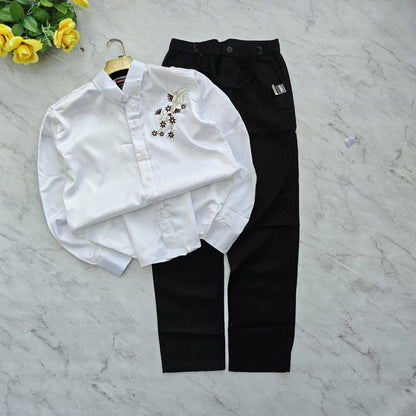 2 in 1 combo MFW embroidery party wear shirts + lenin relax fit pant combo buy @600 rs only
