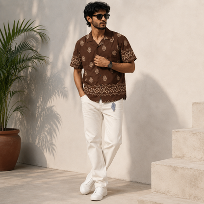 2-in-1 Combo | Cuban Collar Viscose Printed Shirt + Plain Mom Fit Jeans | ₹550 Online