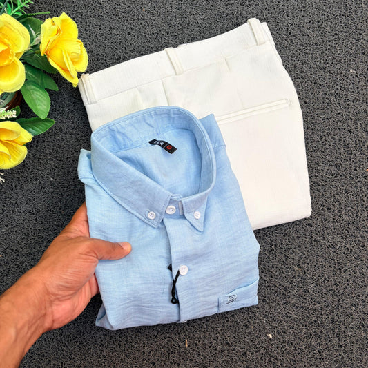 2 in 1 Combo  money type Lenin Shirts + Lenin polo fit pant buy @ combo @600